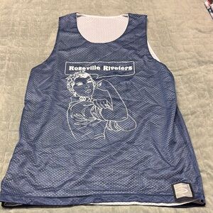 Rosie the Riveter Jersey, Reversible Blue, White, Mesh, Retro, Size S